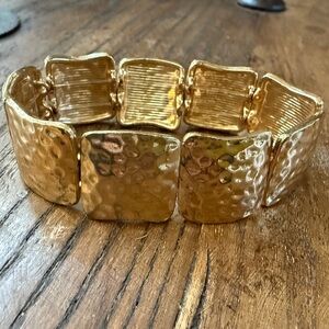 Gold tone Hammered Bracelet stretchy